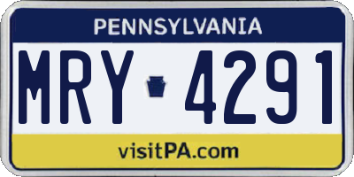 PA license plate MRY4291