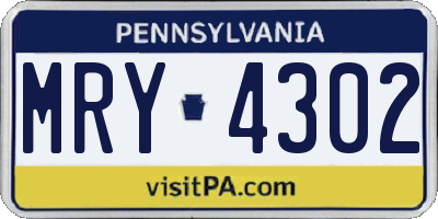 PA license plate MRY4302