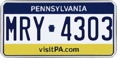 PA license plate MRY4303
