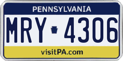 PA license plate MRY4306