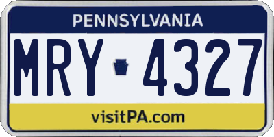 PA license plate MRY4327