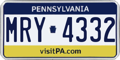 PA license plate MRY4332
