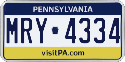 PA license plate MRY4334