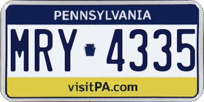 PA license plate MRY4335