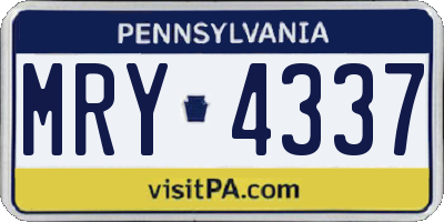 PA license plate MRY4337