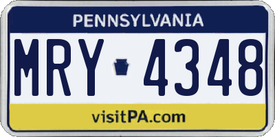 PA license plate MRY4348