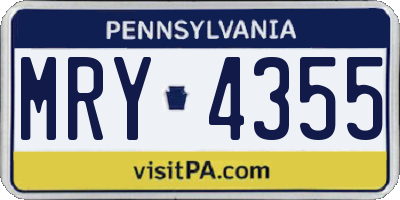 PA license plate MRY4355