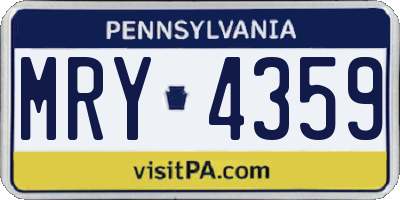 PA license plate MRY4359