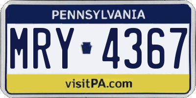 PA license plate MRY4367