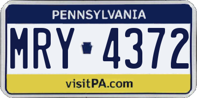 PA license plate MRY4372