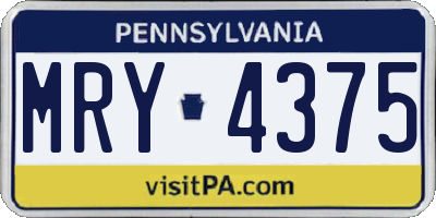PA license plate MRY4375