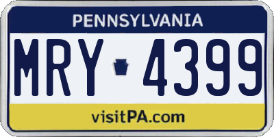 PA license plate MRY4399