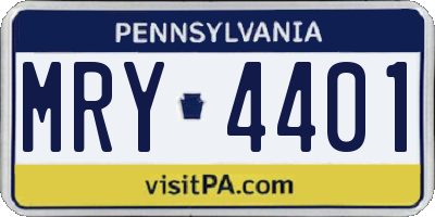 PA license plate MRY4401