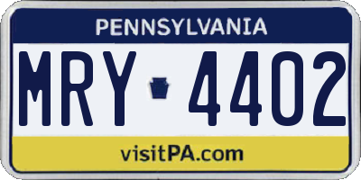 PA license plate MRY4402