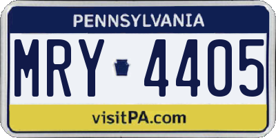 PA license plate MRY4405