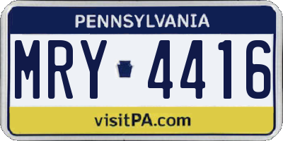 PA license plate MRY4416