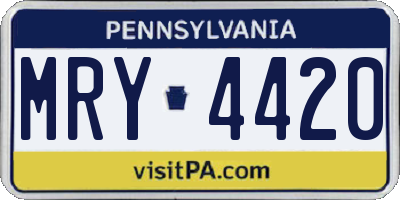 PA license plate MRY4420