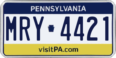 PA license plate MRY4421