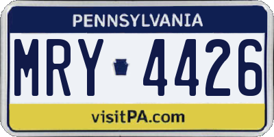 PA license plate MRY4426
