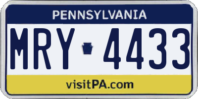 PA license plate MRY4433