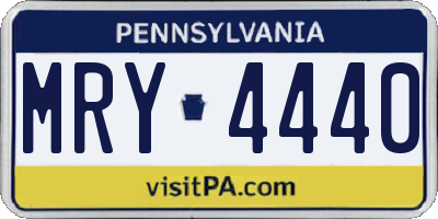 PA license plate MRY4440