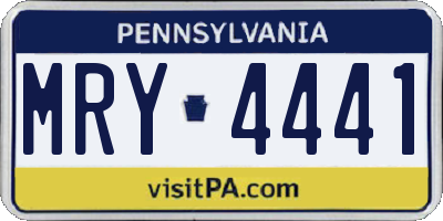 PA license plate MRY4441