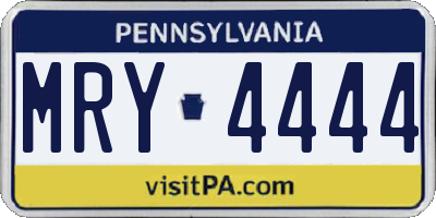 PA license plate MRY4444