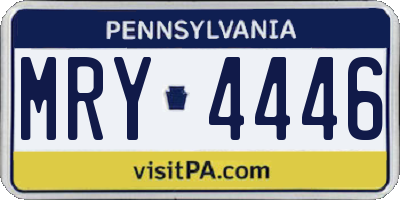 PA license plate MRY4446