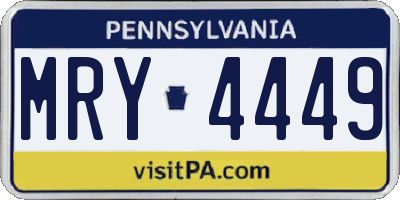 PA license plate MRY4449
