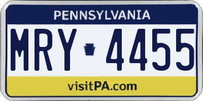 PA license plate MRY4455