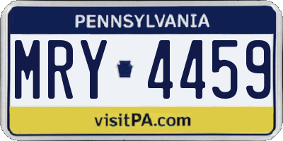 PA license plate MRY4459