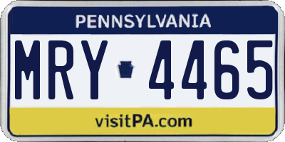 PA license plate MRY4465