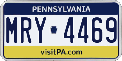 PA license plate MRY4469