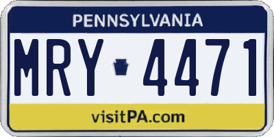 PA license plate MRY4471