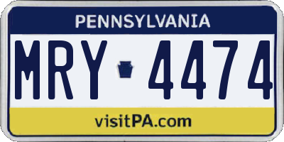 PA license plate MRY4474