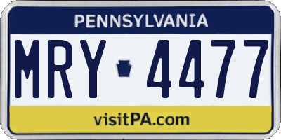 PA license plate MRY4477