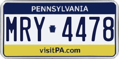 PA license plate MRY4478