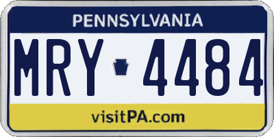 PA license plate MRY4484