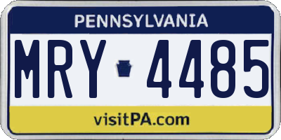 PA license plate MRY4485