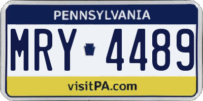 PA license plate MRY4489