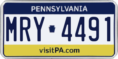 PA license plate MRY4491
