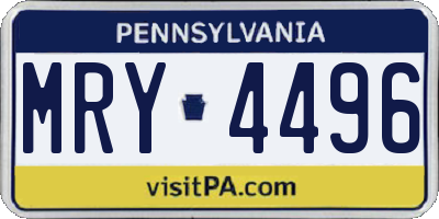 PA license plate MRY4496