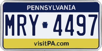 PA license plate MRY4497