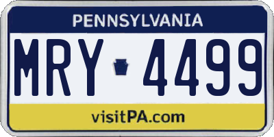 PA license plate MRY4499