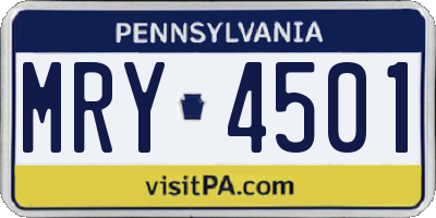 PA license plate MRY4501