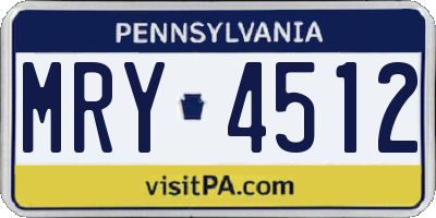 PA license plate MRY4512