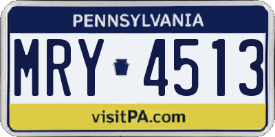PA license plate MRY4513