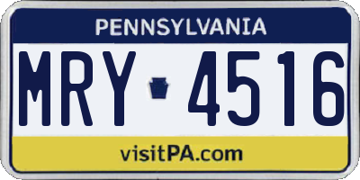 PA license plate MRY4516
