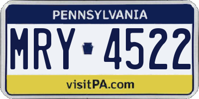 PA license plate MRY4522
