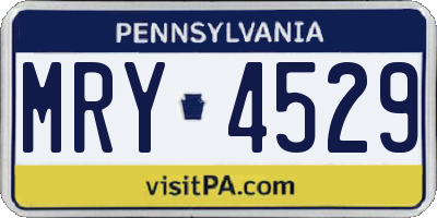 PA license plate MRY4529